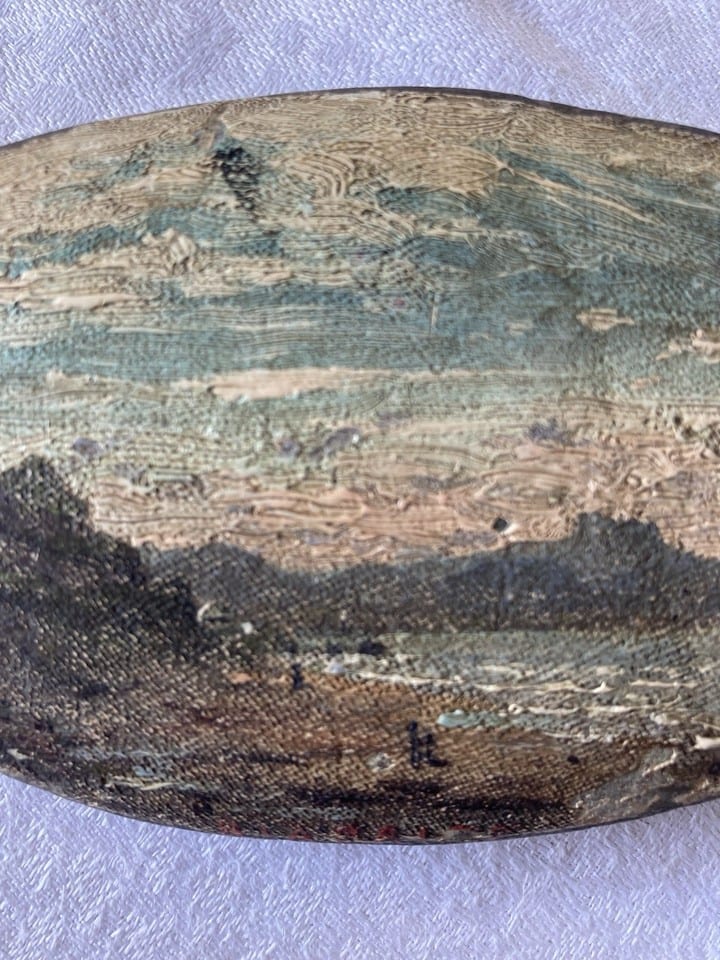 Rare peinture à l’huile sur galet, vue Biarritz, début XXème — Foto 7