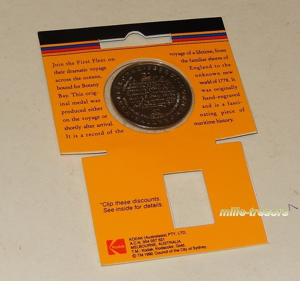 Réplique 1ère Médaille COMMEMORATIVE d'AUSTRALIE 1778 1992 CHARLOTTE - KODAK — Foto 3