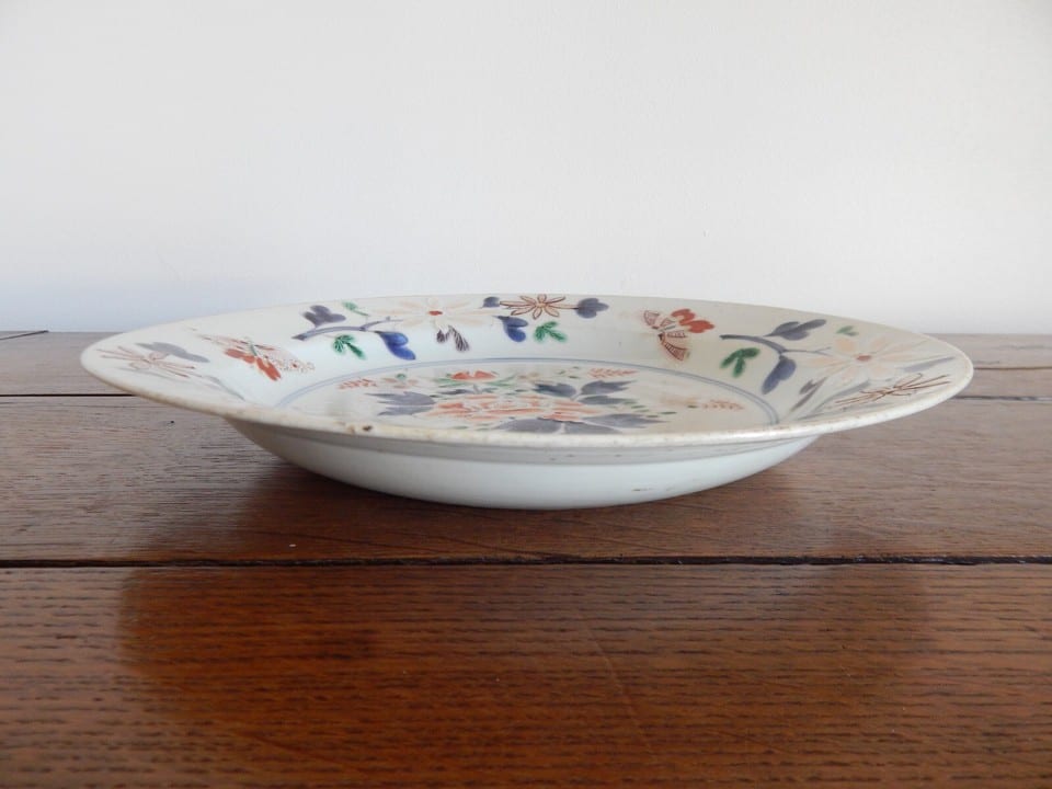 SUPERBE ANCIENNE Assiette ASIE en Porcelaine à Décor FLORAL Papillons — photo 8