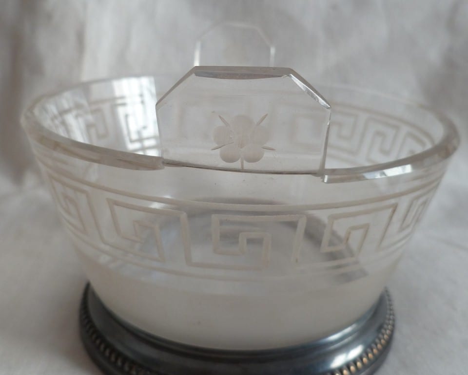 Petite coupe CHRISTOFLE verre ou cristal gravé métal argenté ancien France — photo 5