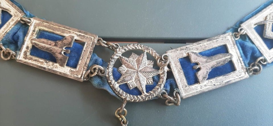 Collier Maçonnique USA ancien Franc Maçon Sautoir Chaine Bijou argent ORIGINAL — photo 5