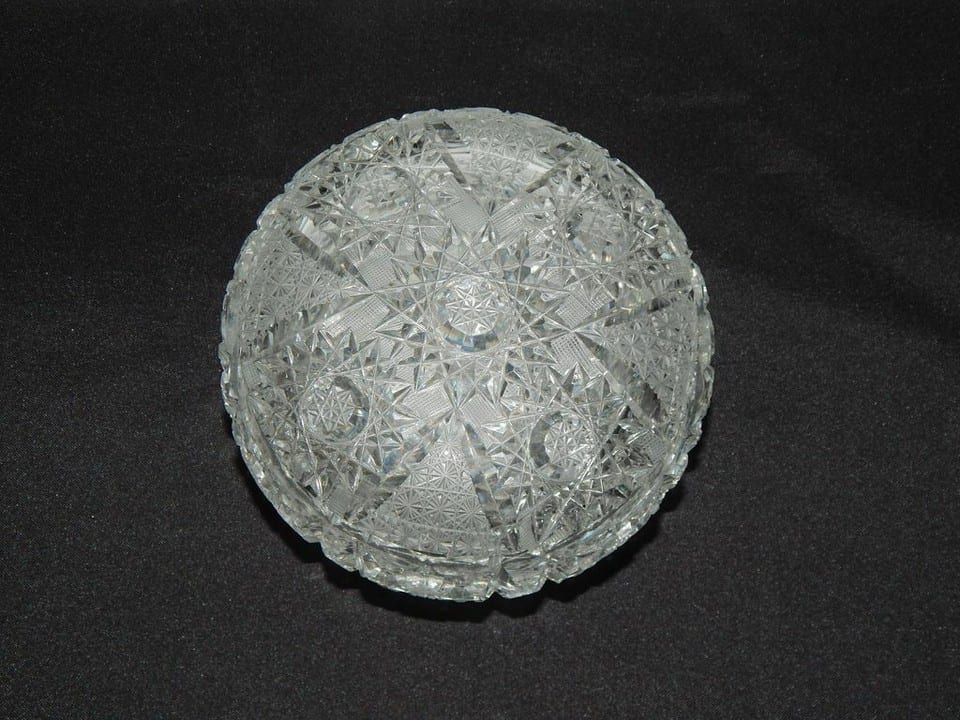 ANCIENNE Bonbonnière en CRISTAL de Bohême Taillé — photo 3