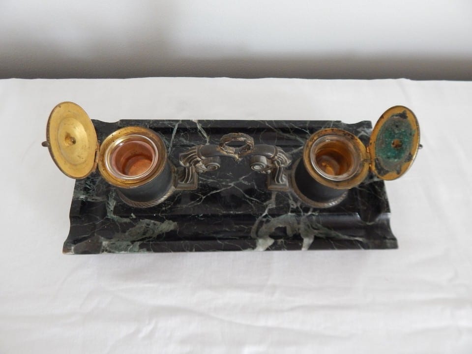 ANCIEN Grand ENCRIER en Marbre et Bronze époque Napoléon III — photo 6
