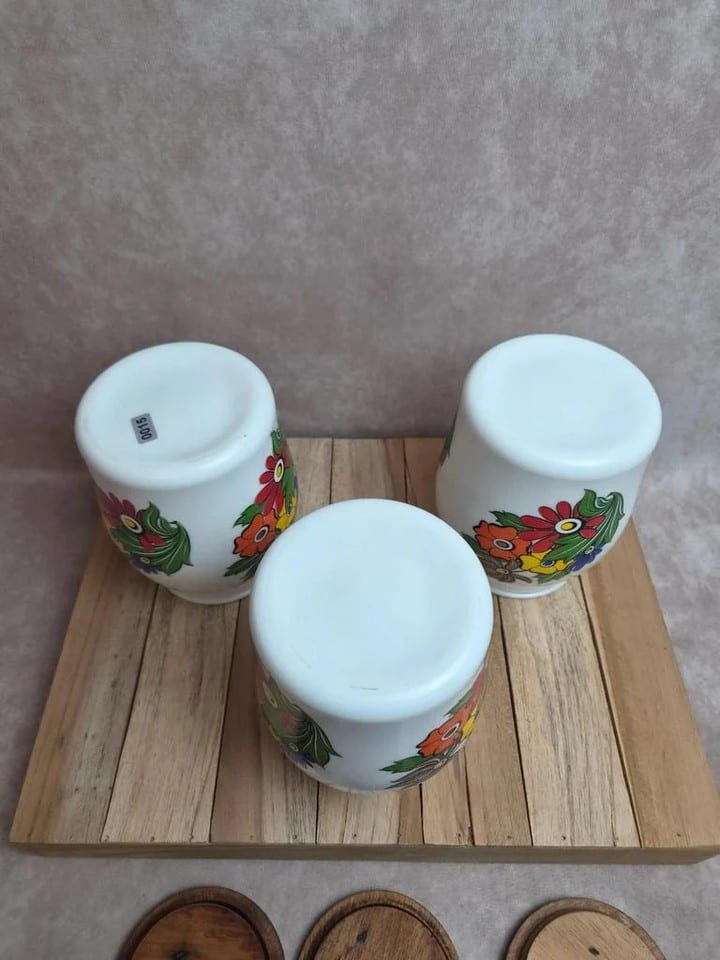Lot de 3 pots à provisions vintage Brf – Café, Farine et Sucre – verre opalin — photo 6