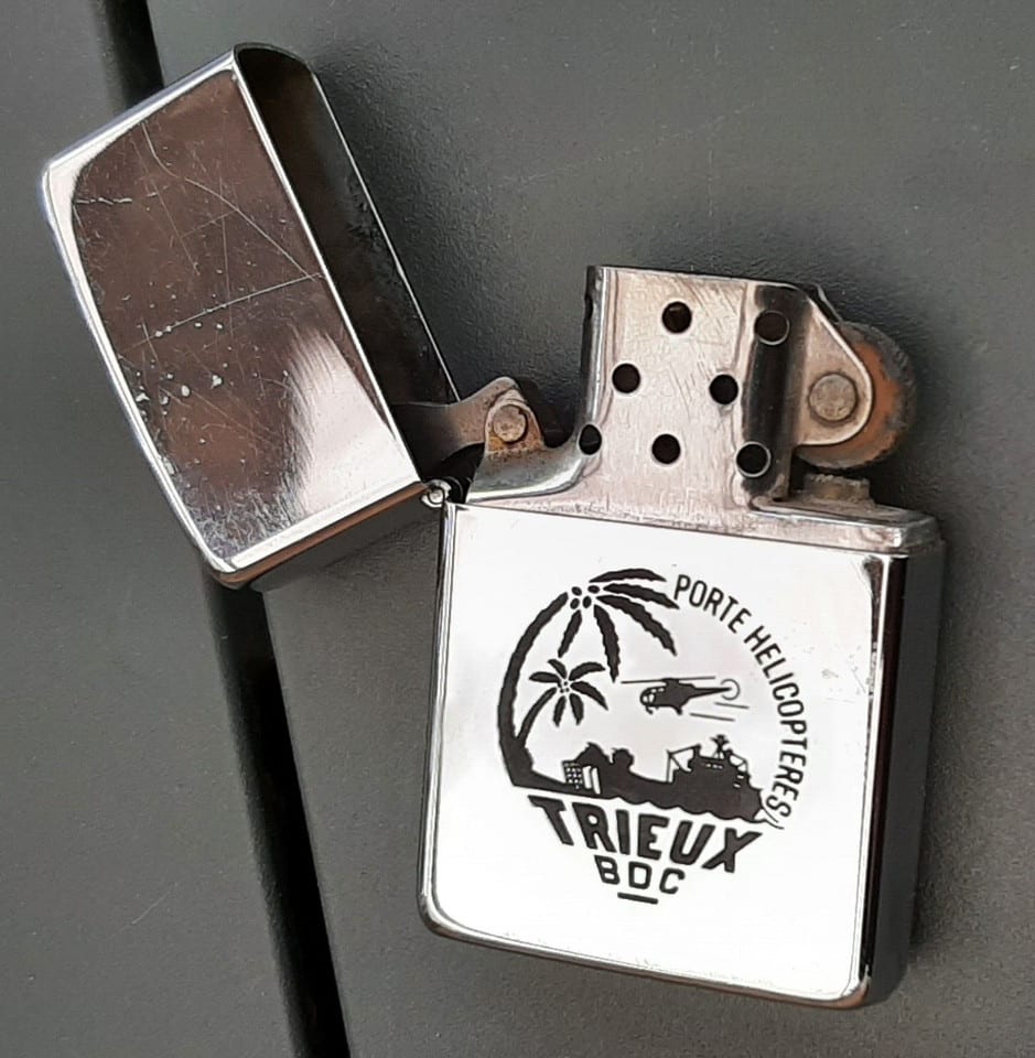 1987 BRIQUET ZIPPO BDC TRIEUX CEP Mururoa Tahiti Porte Hélicoptères ORIGINAL — photo 3