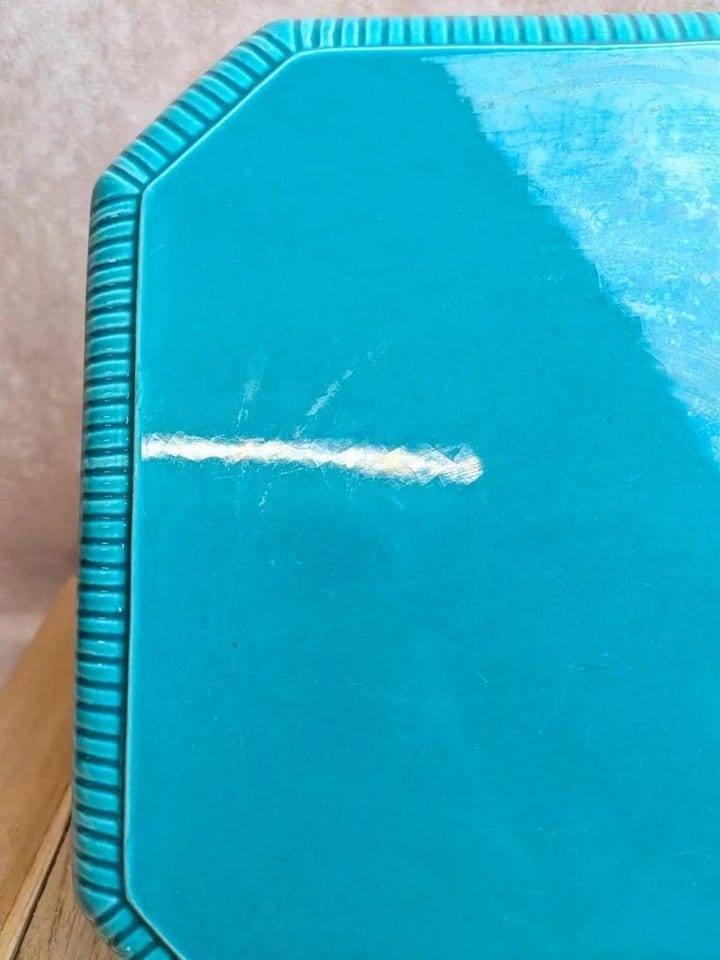 Dessous de plat vintage en céramique émaillée turquoise — photo 2