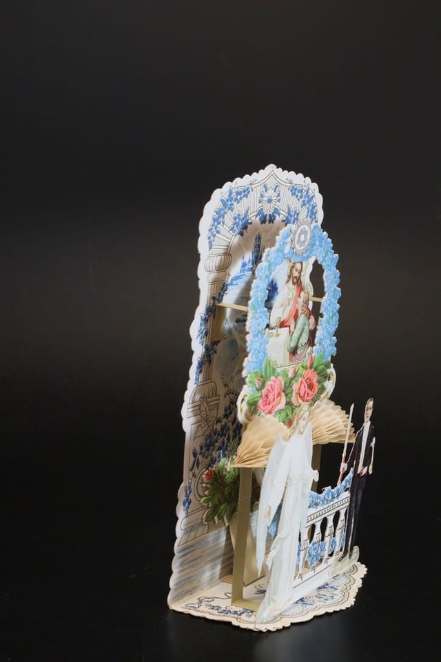 Carte à système Pop-up communion canivet french angel religious holy card 1920 — foto 5