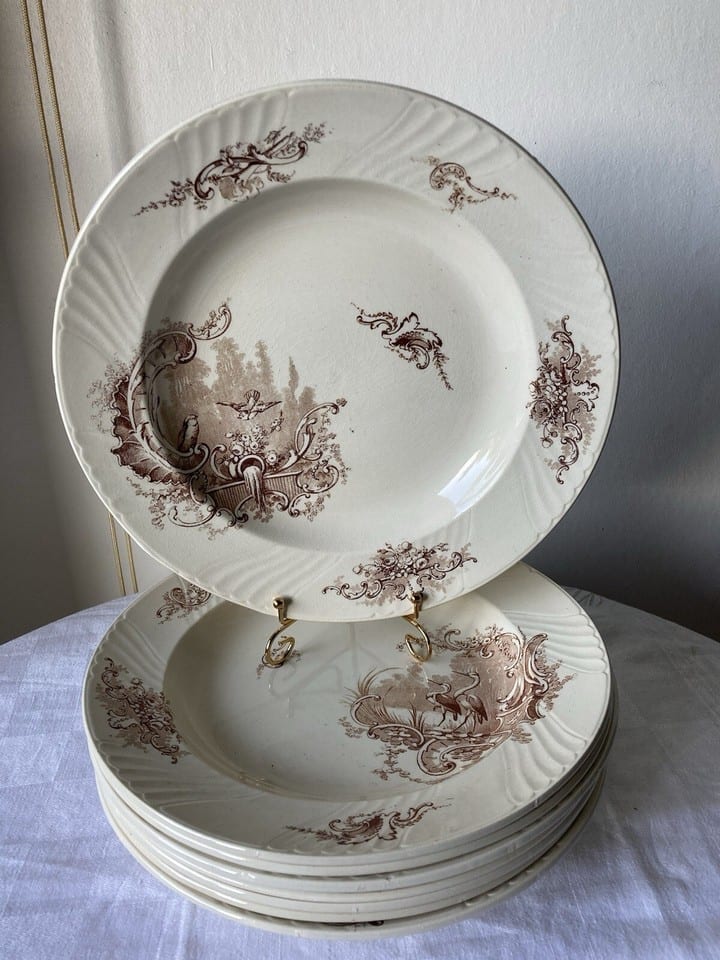 Assiettes demi-creuses Luneville K&G modèle Rocaille
