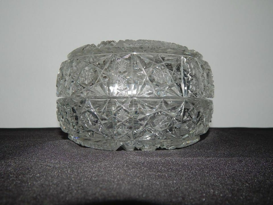 ANCIENNE Bonbonnière en CRISTAL de Bohême Taillé — photo 5