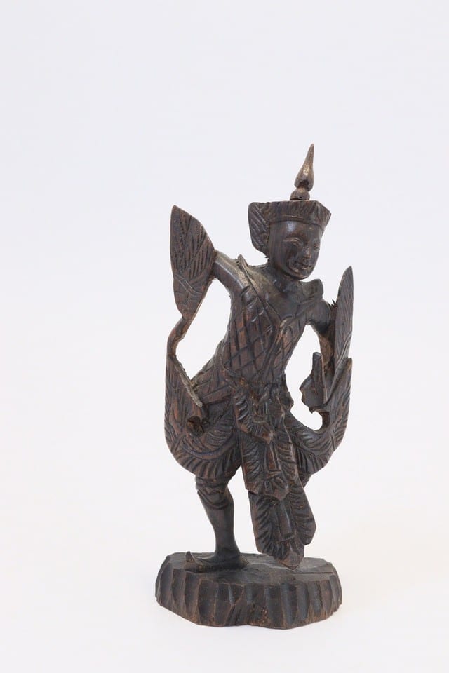 Sculpture bois guerrier birman Birmanie Bouddhisme wood Burmese statue ancienne — photo 2