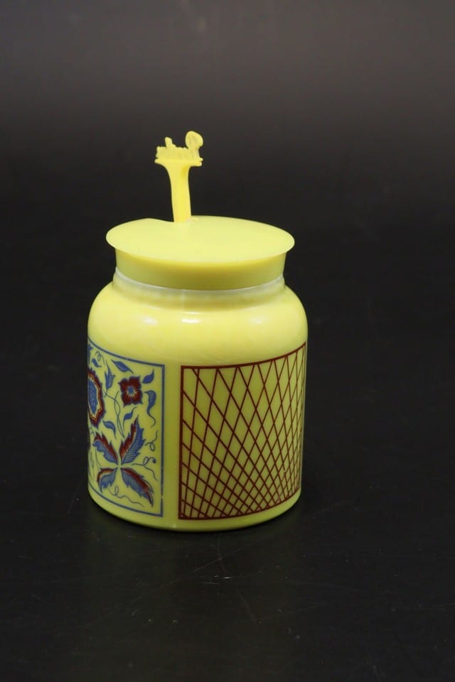 Pot à moutarde de Dijon Bornibus Paris opaline jaune Opalex couvercle cuillère — foto 6