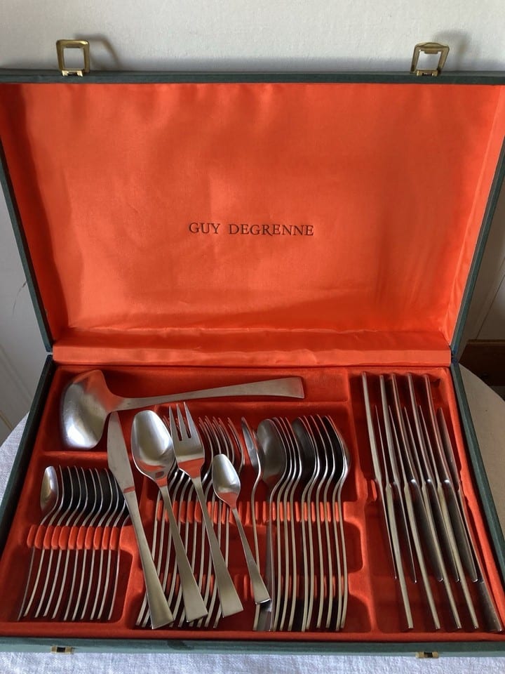 Ménagère 48 pieces en inox Guy Degrenne, vintage, modèle Jet, Space Âge