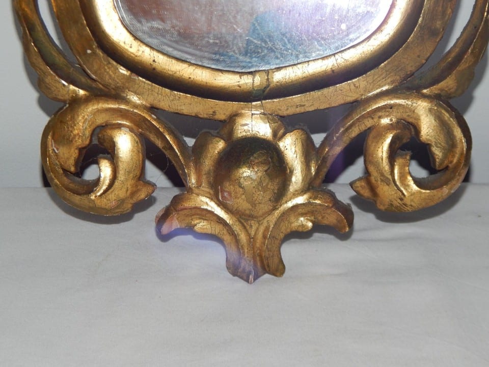ANCIEN Grand MIROIR en Bois Doré à Décor Floral — photo 4