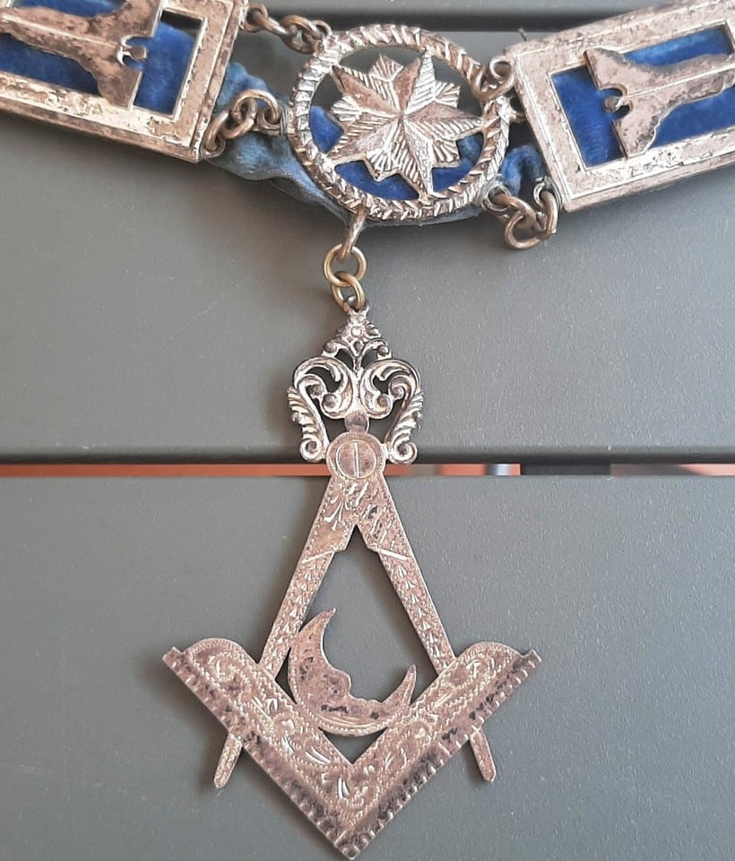 Collier Maçonnique USA ancien Franc Maçon Sautoir Chaine Bijou argent ORIGINAL — photo 4