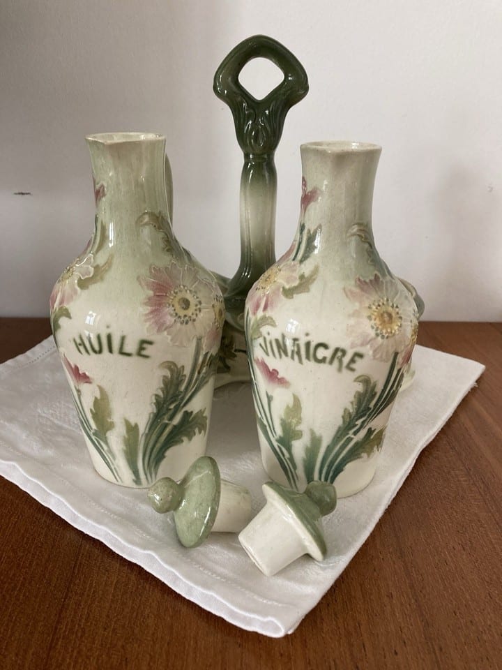 Service huilier vinaigrier en barbotine, fin XIXème — photo 3