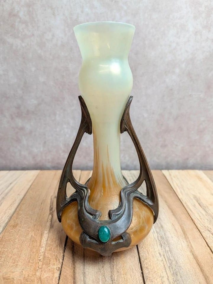 Vase Art nouveau 1900 – Ferdinand von Poschinger attribué – Verre à l'uranium