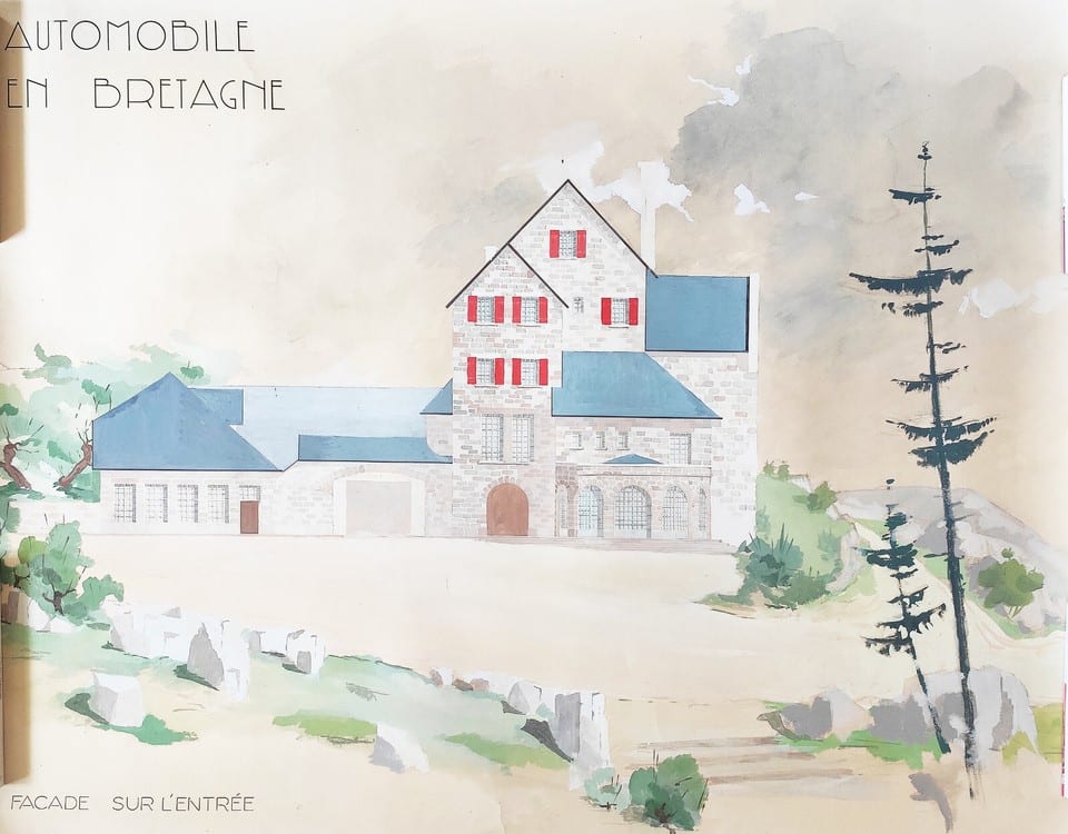 3 DESSINS D'ARCHITECTURE ORIGINAUX : AUTOMOBILE EN BRETAGNE, Élévations façades — photo 2