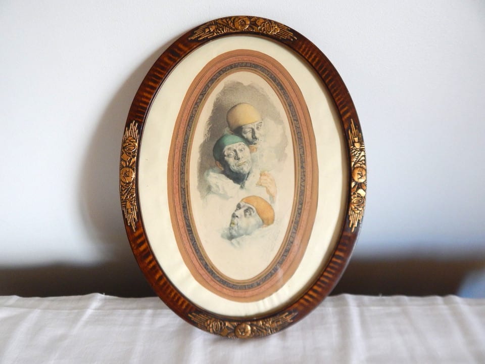 ANCIENNE GRAVURE Clowns Signée Armand Henrion