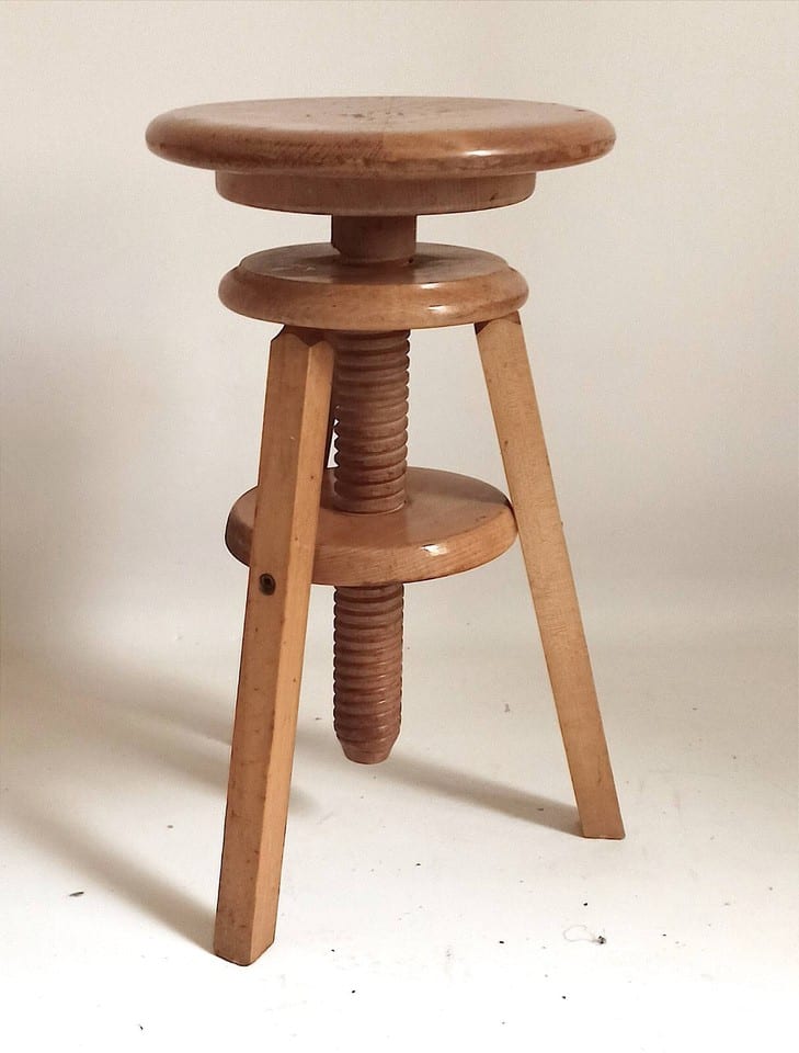 Tabouret d'atelier à vis hêtre Années 50 — photo 6