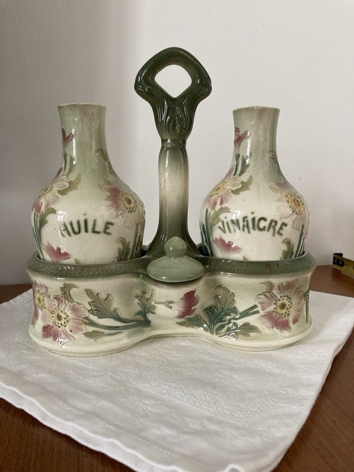 Service huilier vinaigrier en barbotine, fin XIXème — photo 2