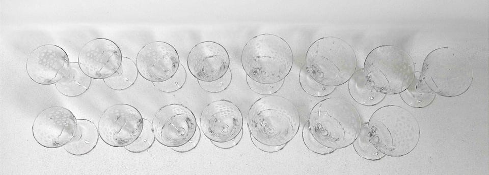 Service de 7 verres à eau + 8 verres à vin Années 50