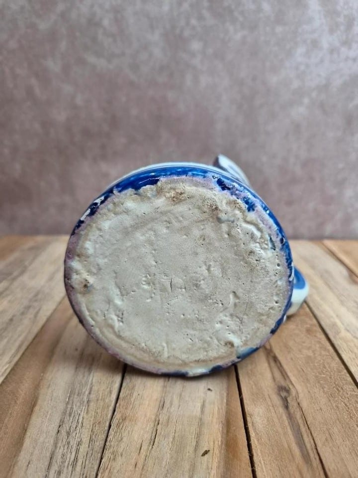Bougeoir de chambre vintage en faïence bleu et blanc – décor peint main — photo 8