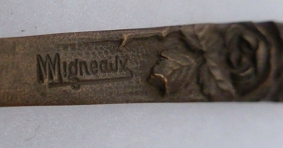 Ouvre lettre ART DECO Bronze MIGNEAUX Fleur Roses ORIGINAL France 1920-1930 — photo 2