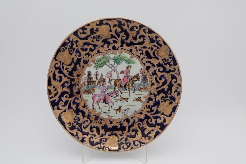 assiette décorative chinoise – Décor chasse à courre
