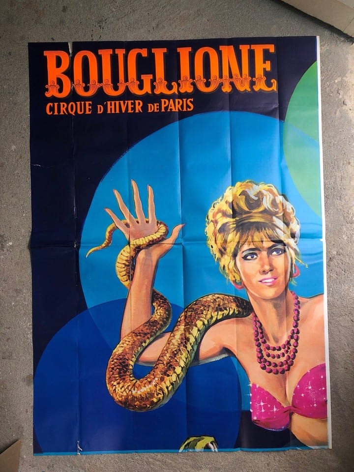 Affiche géante cirque Bouglione pin Up Marcello crocodile Colizzi 200X280 — Foto 3