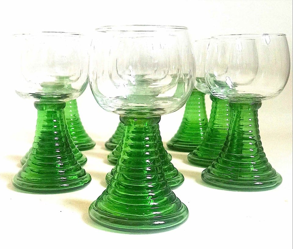 Lot de 10 verres alsaciens Roemer Années 70 Hauteur 16 cm