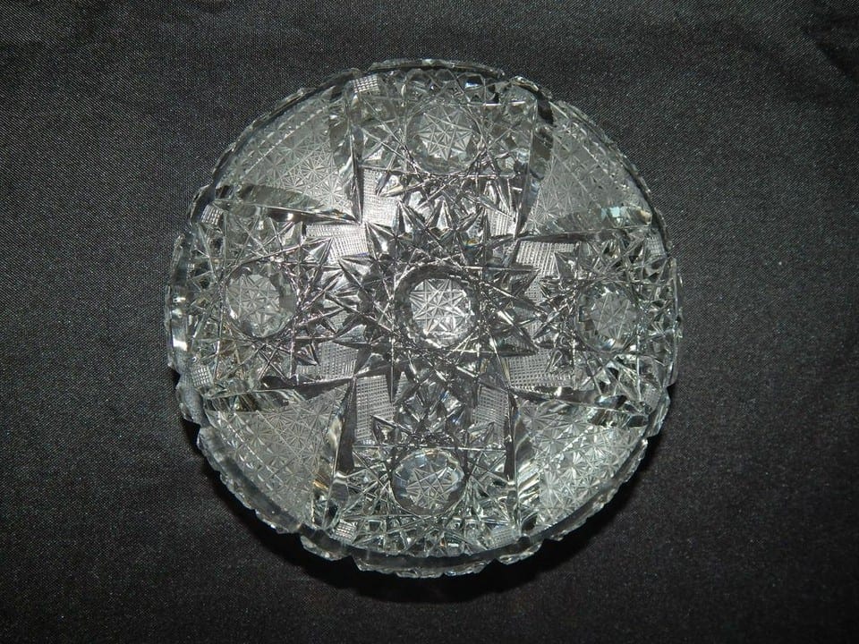 ANCIENNE Bonbonnière en CRISTAL de Bohême Taillé — photo 8