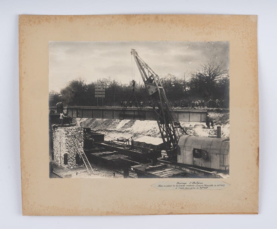 PHOTOGRAPHIE RECONSTRUCTION CHEMINS DE FER WW1 c1920 OUVRAGE D'ACHÈRES Yvelines — photo 2