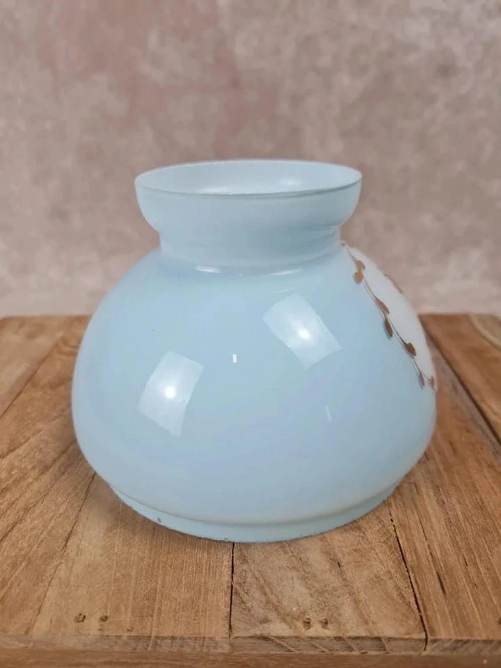 Abat-jour ancien en opaline bleue décor roses 🌸 — foto 4