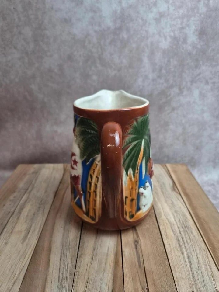 Pichet barbotine Saint-clément Chameau n°1000-4 – décor orientaliste — photo 4