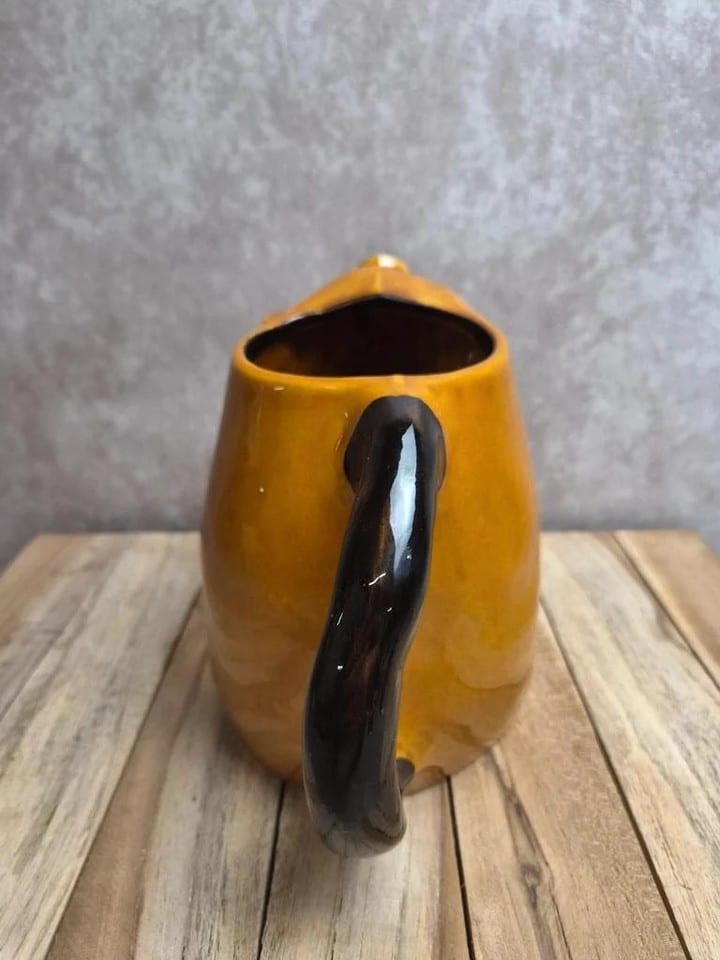 Pichet zoomorphe Goret Poët-laval – barbotine vintage – cochon — photo 4