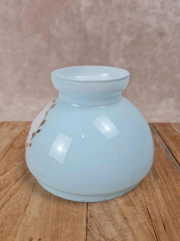 Abat-jour ancien en opaline bleue décor roses 🌸 — foto 6