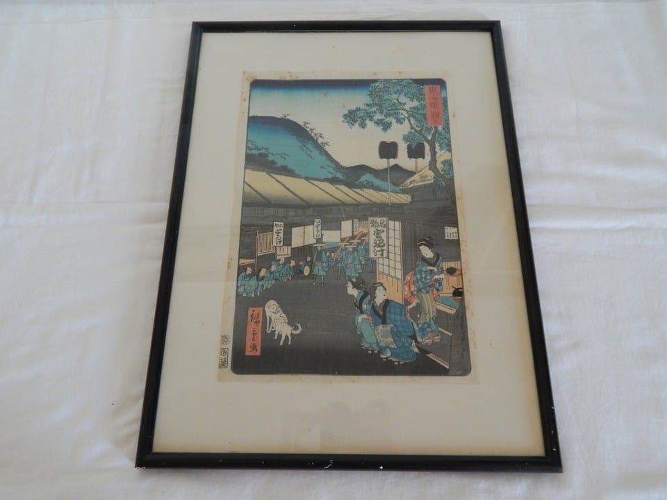 ANCIENNE ESTAMPE Japonaise Femme GEISHA  Paysage — photo 8