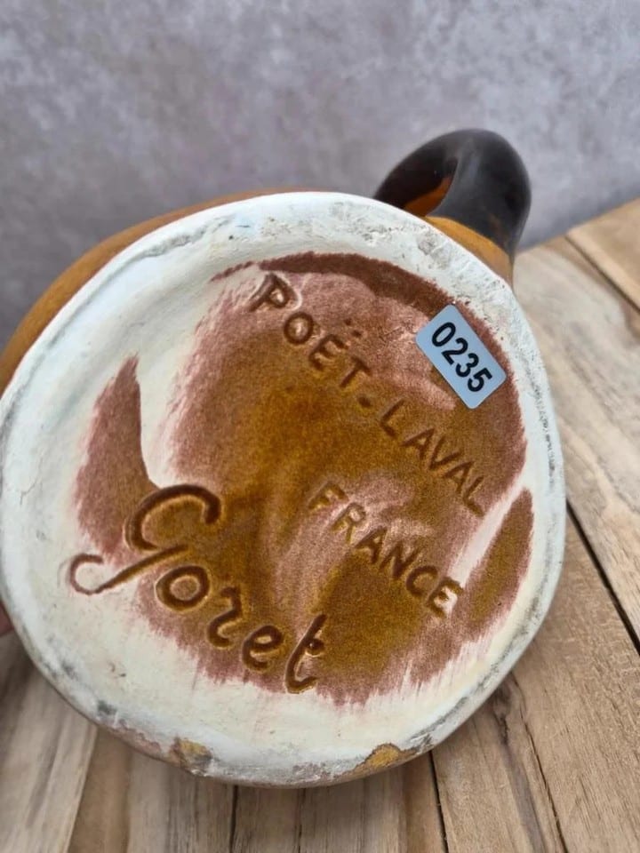 Pichet zoomorphe Goret Poët-laval – barbotine vintage – cochon — photo 7