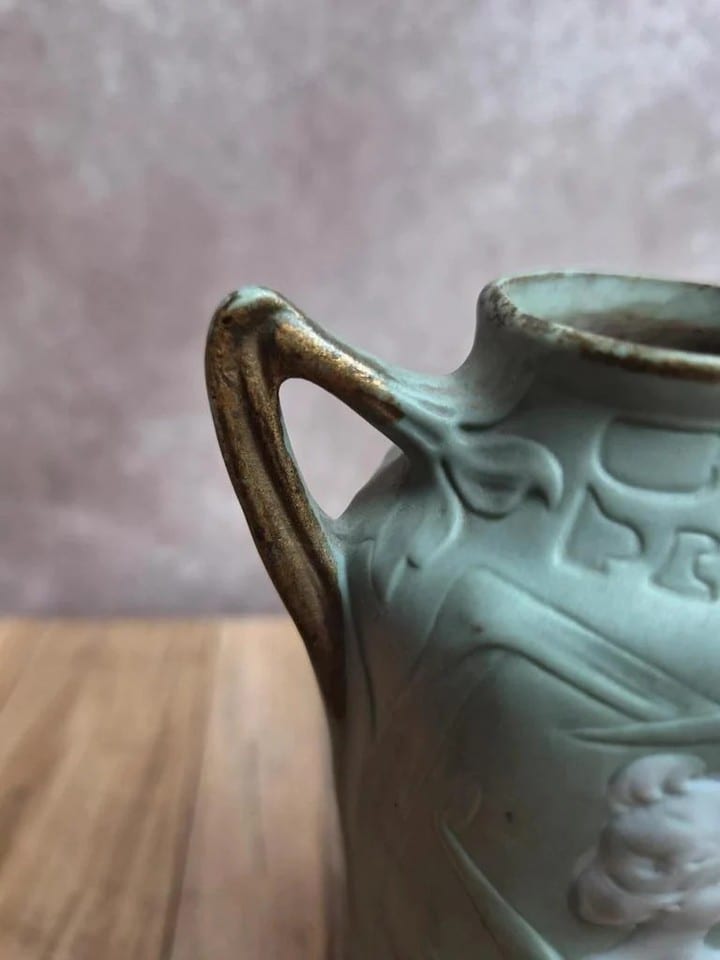 Vase Art nouveau Schäfer & Vater Jugendstil biscuit vert vers 1900 — photo 3
