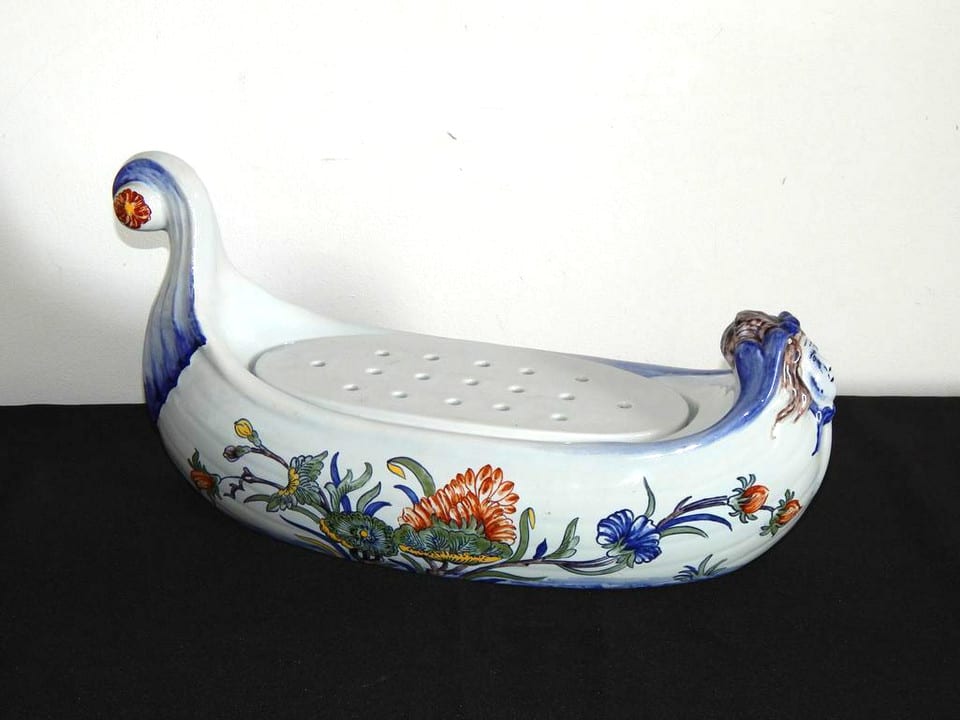ANCIEN CENTRE de TABLE Bouquetière en Céramique à Décor SINCENY Signé Peint Main — photo 3