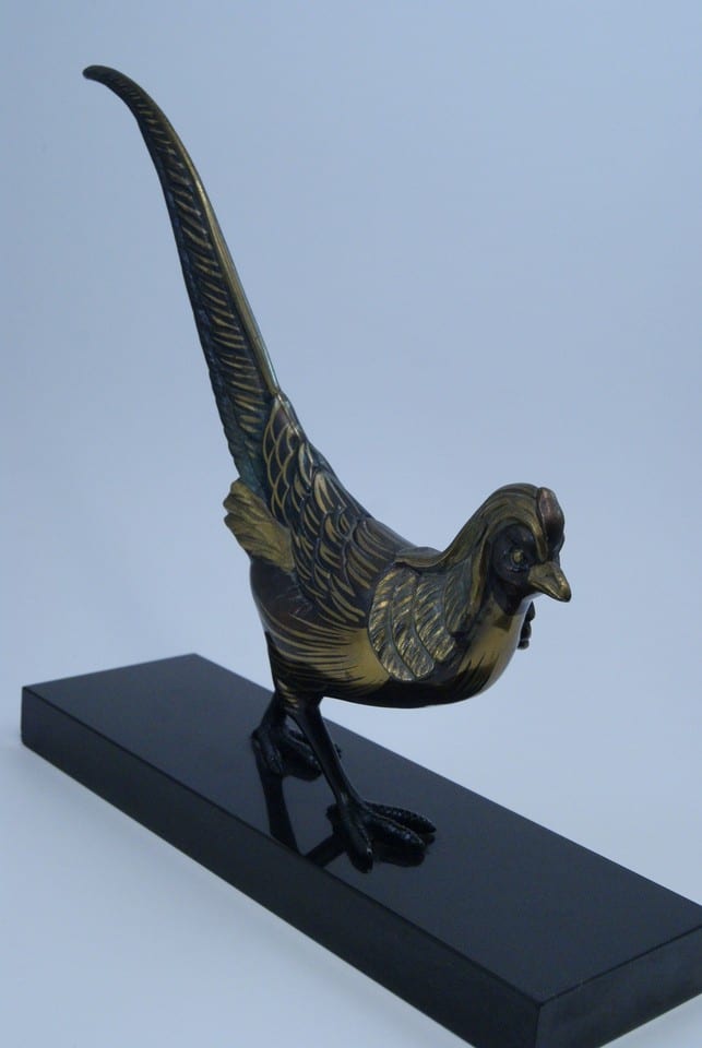 Régule patine bronze animalier faisant style Art Déco pheasant bird spelter — foto 7