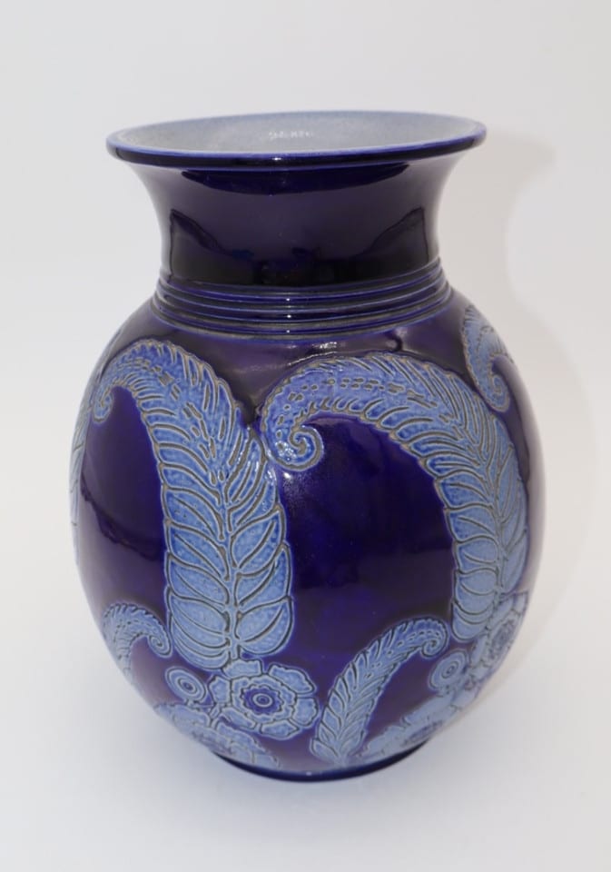 Vase en grès de Betschdorf – Bleu cobalt – Décor floral — Foto 4