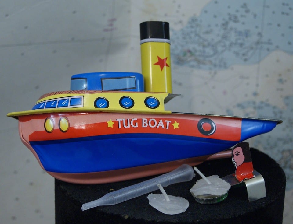 Bateau vapeur pop-pop steam Boat boot tôle lithographiée TUG BOAT remorqueur — photo 2