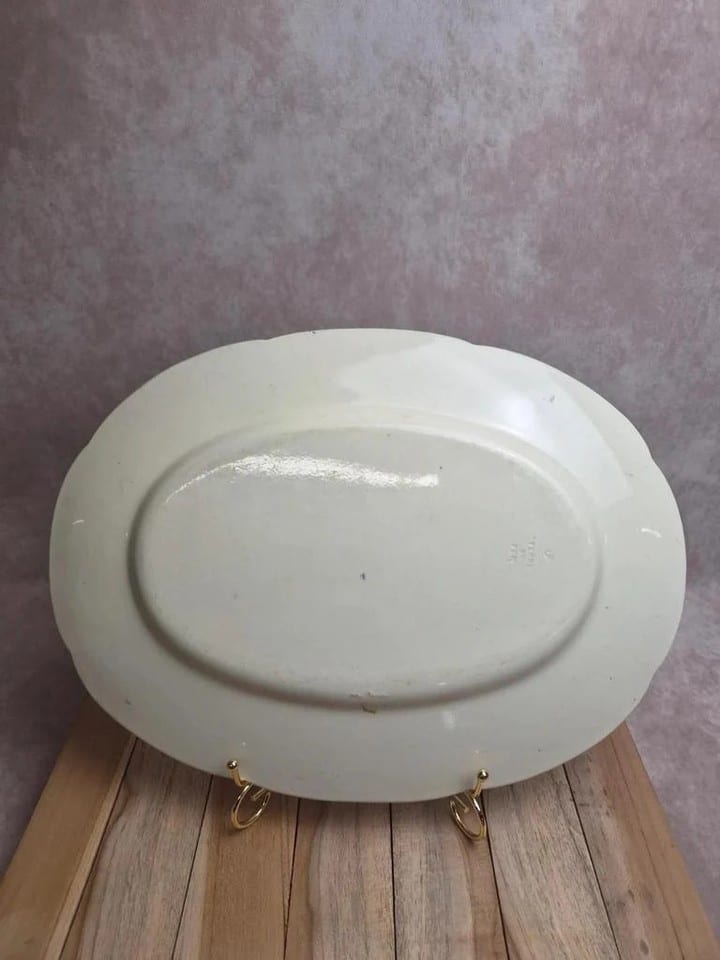 Grand plat ovale Terre de Fer Creil et Montereau Linotte – Xixe — photo 8