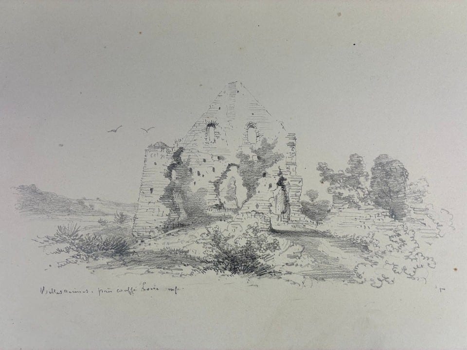 Dessin original milieu XIXe, Château de Vieille Cour, Oudon, Loire-Atlantique