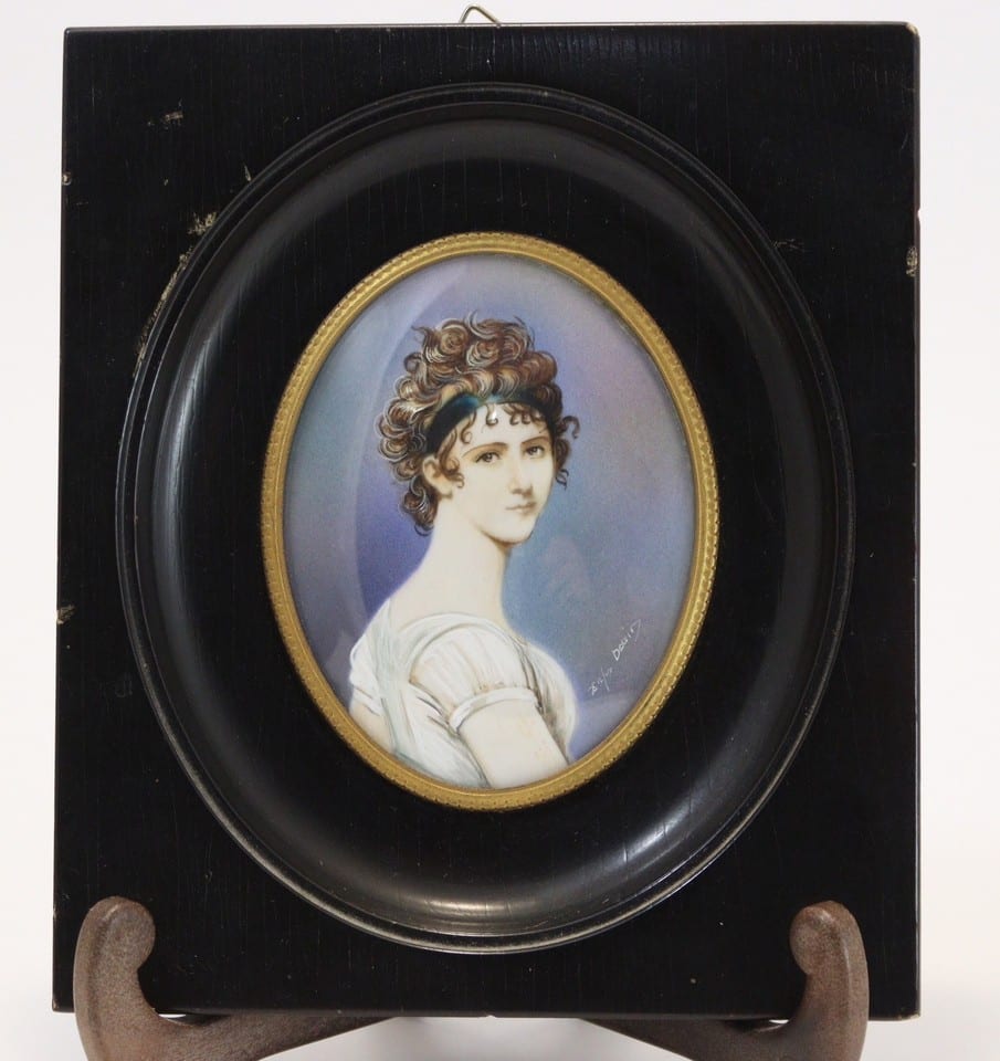 Peinture miniature XIXème portrait Mme Recamier Juliette d’après David