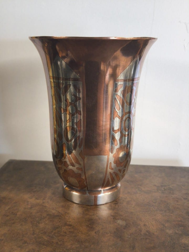 Luc Lanel Vase Art Deco Dinanderie Pour Christofle 1930 Ancien Vintage — foto 3