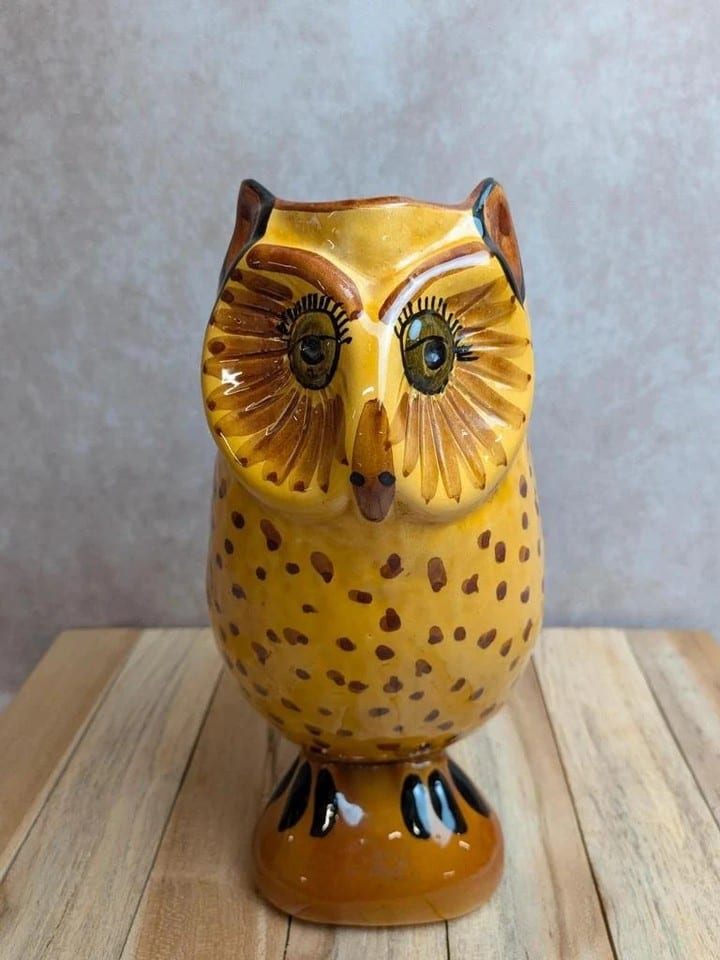 Pichet zoomorphe vintage en céramique émaillée – Chouette hibou — photo 3