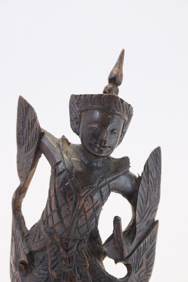Sculpture bois guerrier birman Birmanie Bouddhisme wood Burmese statue ancienne — photo 7