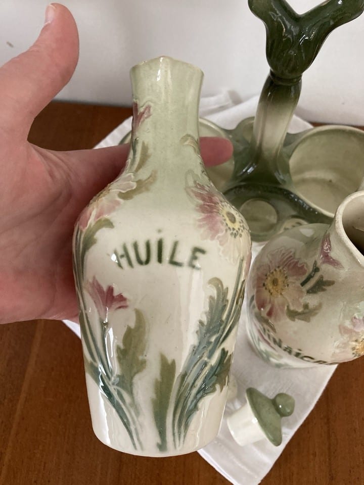 Service huilier vinaigrier en barbotine, fin XIXème — photo 5